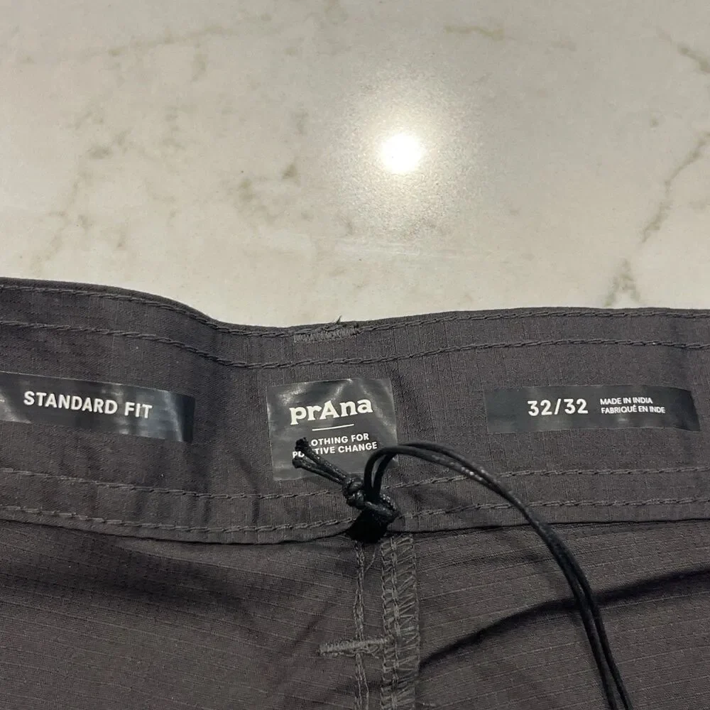 Prana NEW Mens 32‎ x32 Double Peak Hiking Pant Gray Ripstop Standard Tapered Leg